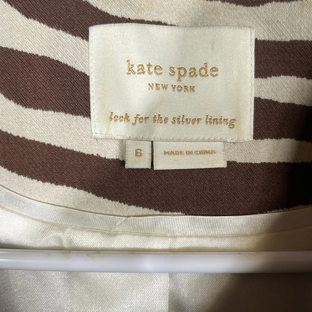 Kate Spade Brown Rose Zebra Safari Jacket size 6‎